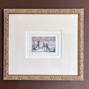 Claude Montoya Montreal Patineurs Etching Signed Matted Framed #18/50 Limited Ed